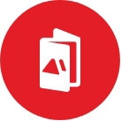 A red circle with an icon of a book.