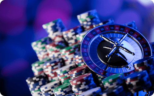 A stack of poker chips with a clock on top.