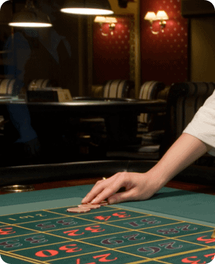 A woman playing roule in a casino.